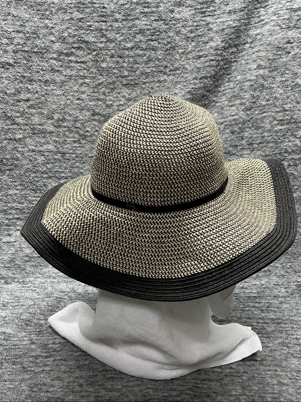 Sun Hat-Classic Two-Tone Wide Brim Straw Sun Hat - Black Trim